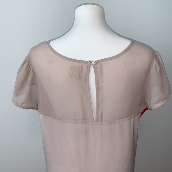 ...Lost Tan and Orange Short Sleeve Shift Mini Dress Sz L - Picture 7 of 8